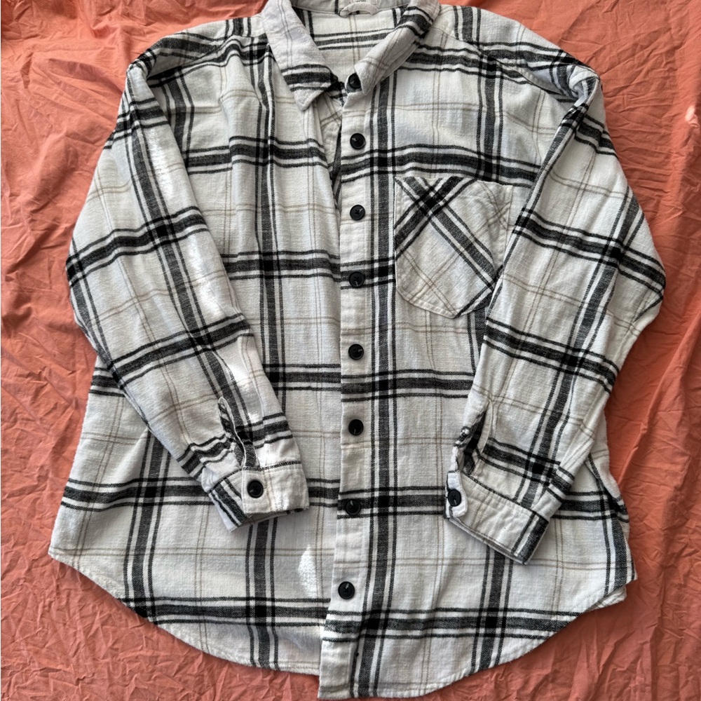 Maurices White and Black Plaid Shirt